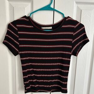 Black/Red Striped Crop Top